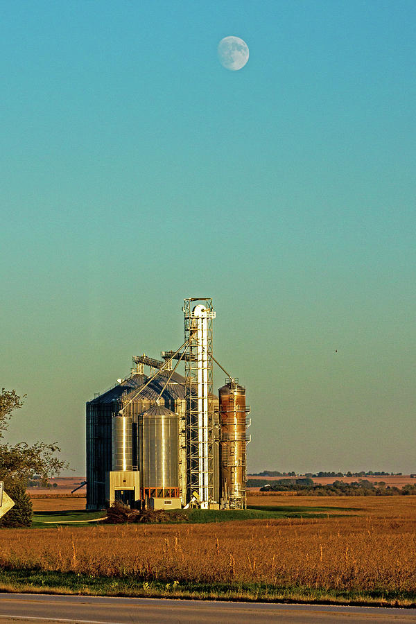 Moon Over Silos Photograph by Ira Marcus