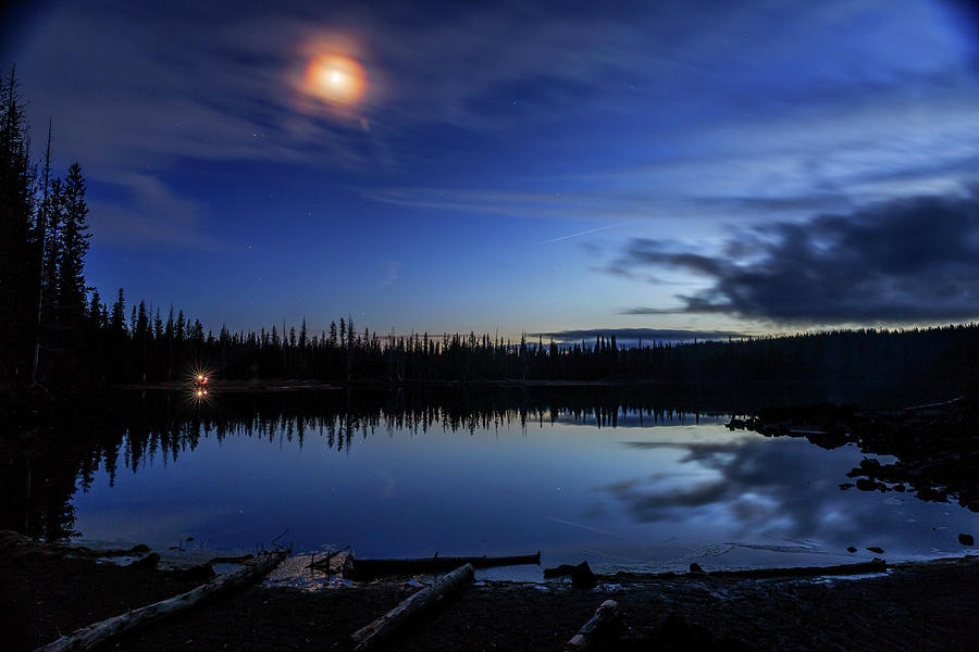 Moon over Sparks Lake Photograph by Cat Connor