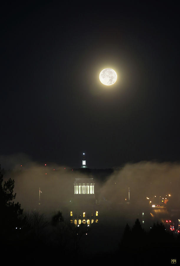 Moon Over the Capital Dome Photograph by John Meader