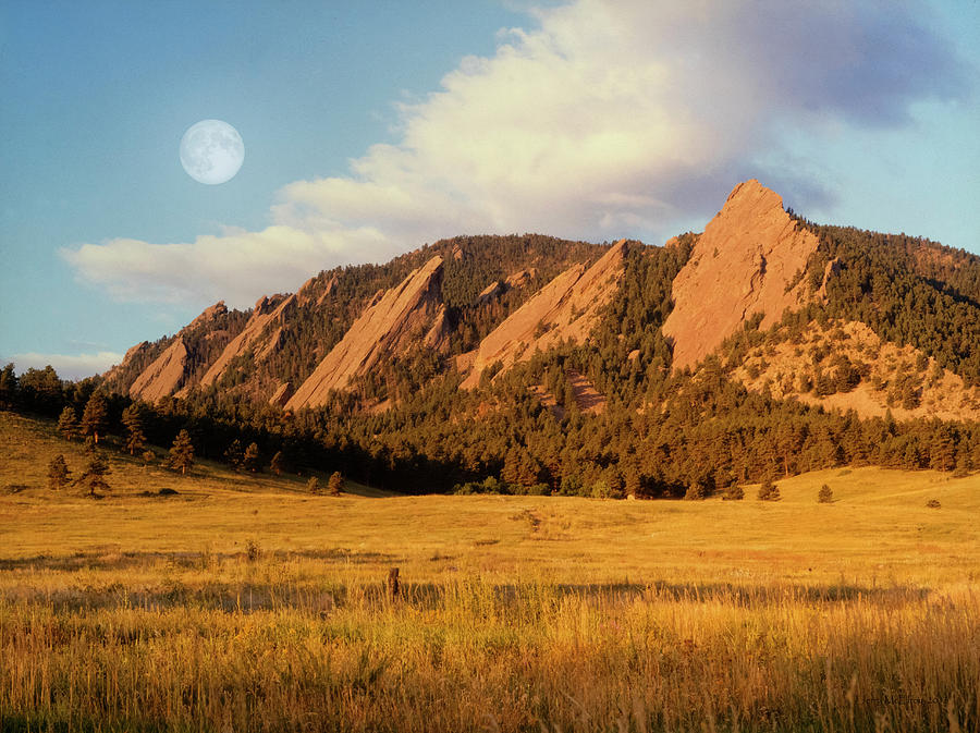 Moon Over The Flatirons Photograph by Jerry McElroy