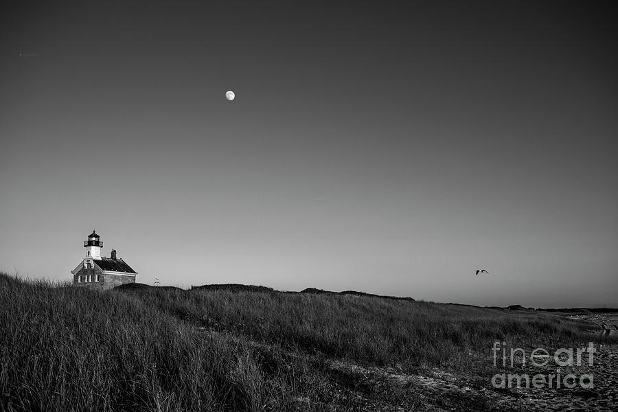 Sunset Photograph - Moon over The North Light by Diane Diederich