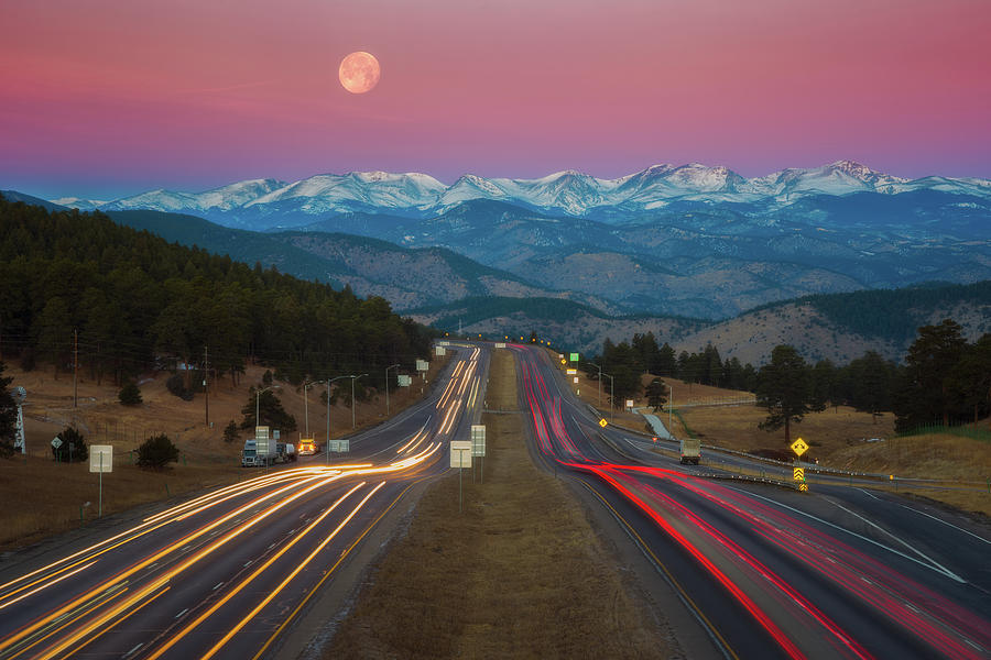 Moon Over the Rockies Photograph by Darren White