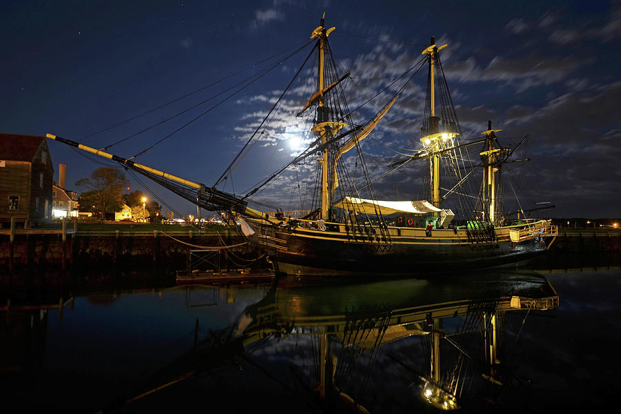 Salem Photograph - Moon over the Salem Friendship by Toby McGuire