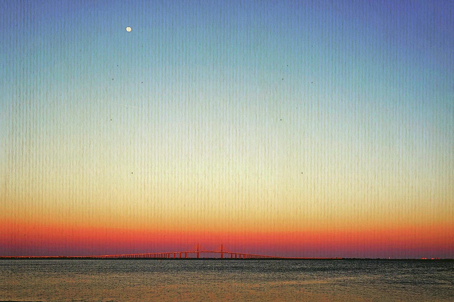 Moon Over The Skyway Photograph by Laurie Perry