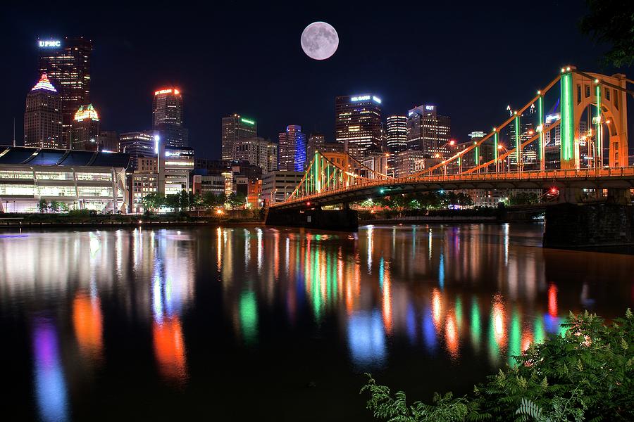 Moon Over the Steel City Photograph by Frozen in Time Fine Art Photography