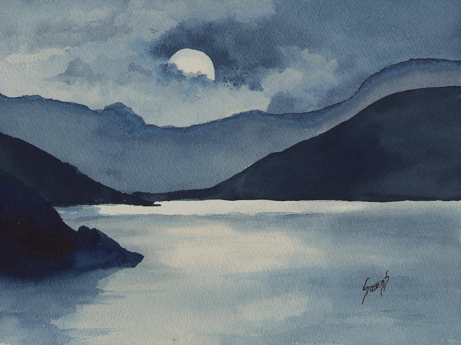 Moon Over The Water Painting by Sam Sidders