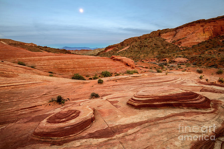 Sunset Photograph - Moon over Valley of Fire by Jamie Pham