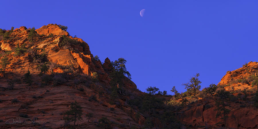 Winter Photograph - Moon Over Zion by Chad Dutson