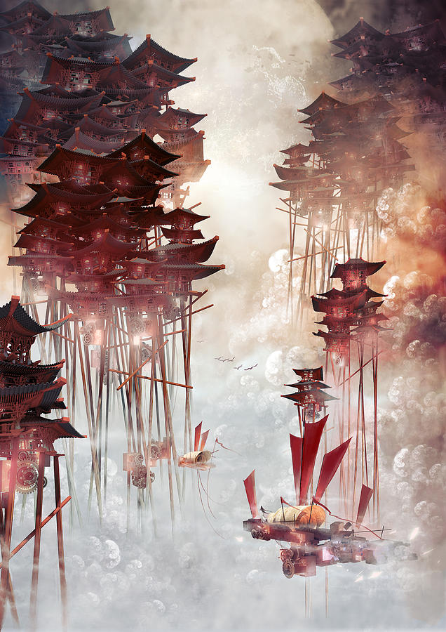 Fantasy Digital Art - Moon Palace by Te Hu
