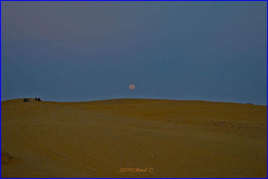 Moon rise and sand dunes Photograph by Sonali Gangane