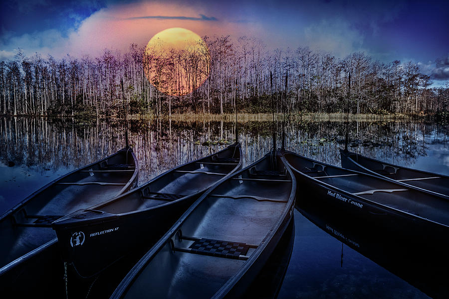 Moon Rise on the River Photograph by Debra and Dave Vanderlaan
