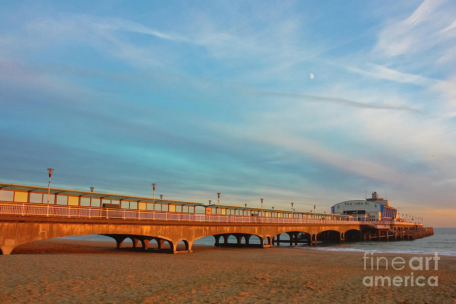Sunset Photograph - Moon Rise over Bournemouth Pier by Terri Waters