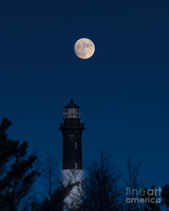 Moon Rise over the Lighthouse Photograph by Alissa Beth Photography