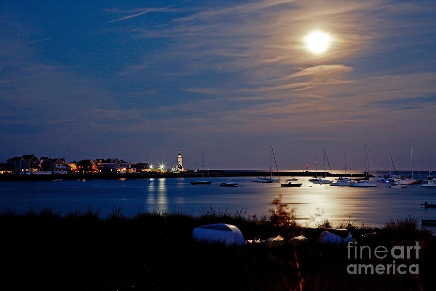 Moon Rise Scituate Lighthouse Photograph by Butch Lombardi