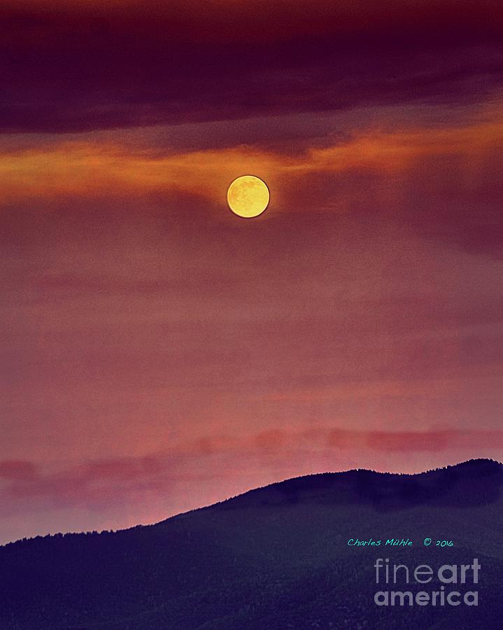 Moon Rise with texture  Painting by Charles Muhle