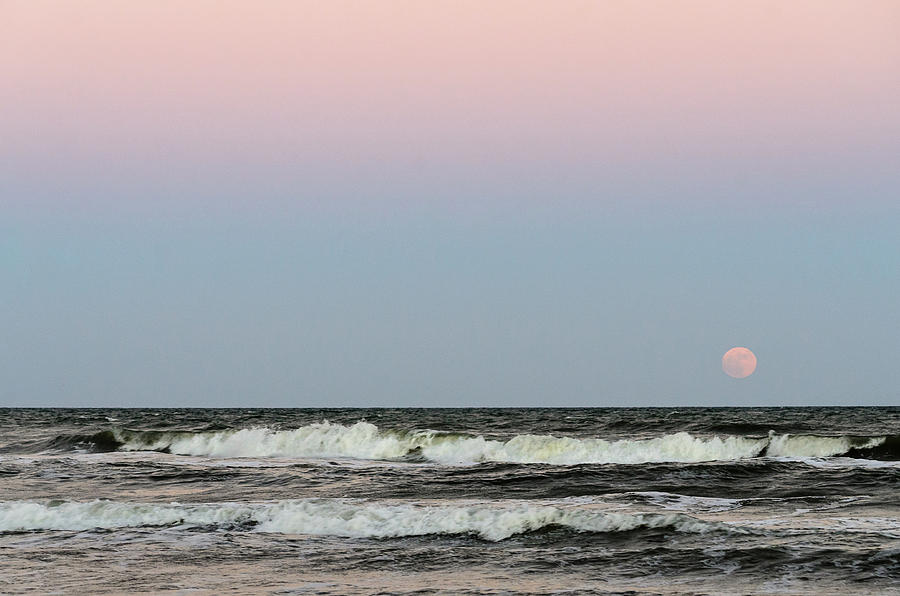 Moon Rising Same Time As Sun Setting - Colorful Sky Photograph by Debra Martz