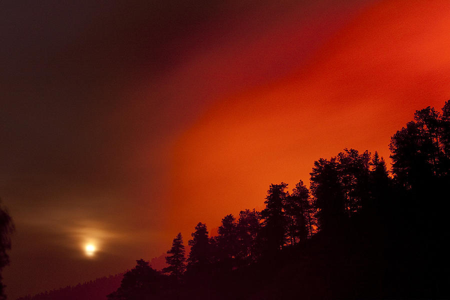 Moon Rising with a Wild Fire Photograph by James BO Insogna