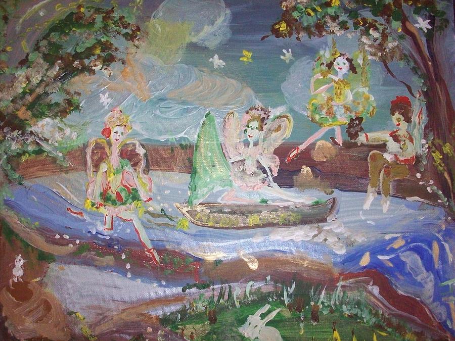 Moon River Fairies Painting by Judith Desrosiers