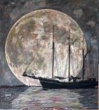 Moon River  Painting by Sam Shaker