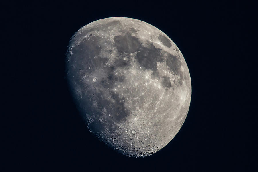 Moon - Close Up Of Waxing Gibbous Moon With Visible Craters Photograph