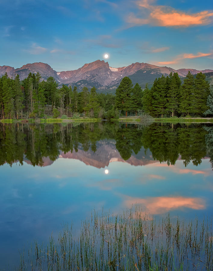 Rocky Mountain National Park Photograph - Full Moon Set Over Sprague Lake by John Vose
