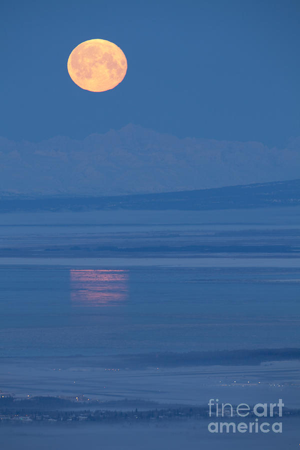 Winter Photograph - Moon Set  by Tim Grams