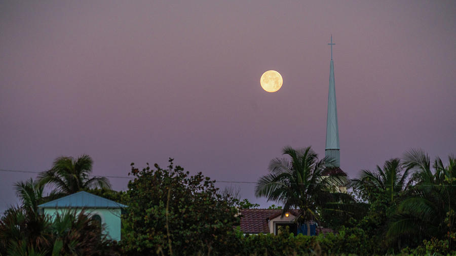 Moon Steeple Delray Beach Florida Photograph by Lawrence S Richardson Jr