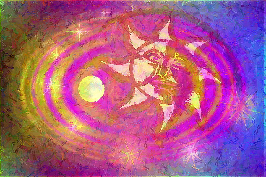 Moon Sun and Stars Watercolor Photograph by Joyce Dickens