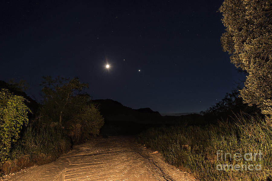 Landscape Photograph - Moon Venus Jupiter by Melany Sarafis
