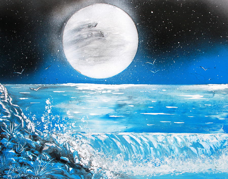 Moon Wave Painting by Greg Moores | Fine Art America