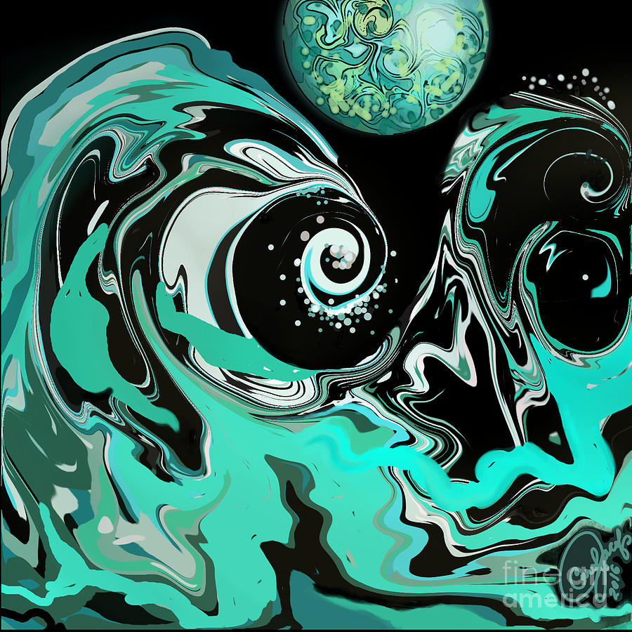 Moon Waves Digital Art by Carol Jacobs