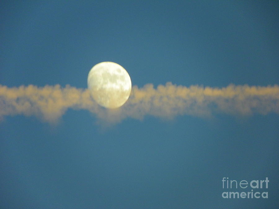 Moon With Striped Cloud Photograph by Gerald Kloss