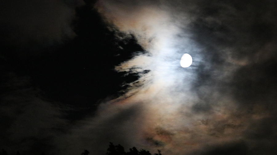Moon With The Broken Clouds Photograph