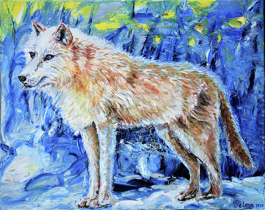 Moon Wolf  Painting by Yelena Rubin