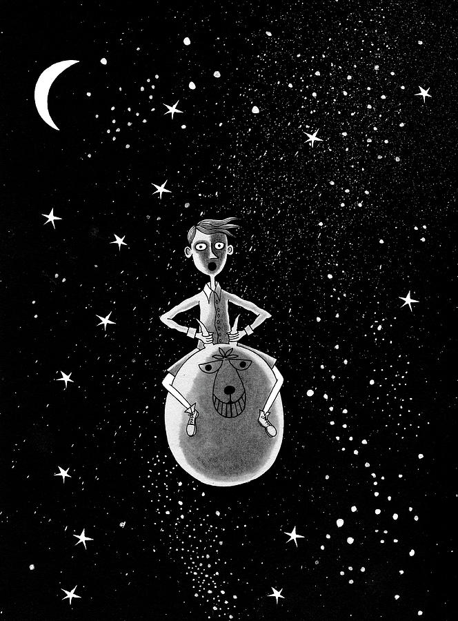 Space Drawing - Moonage Daydream  by Andrew Hitchen