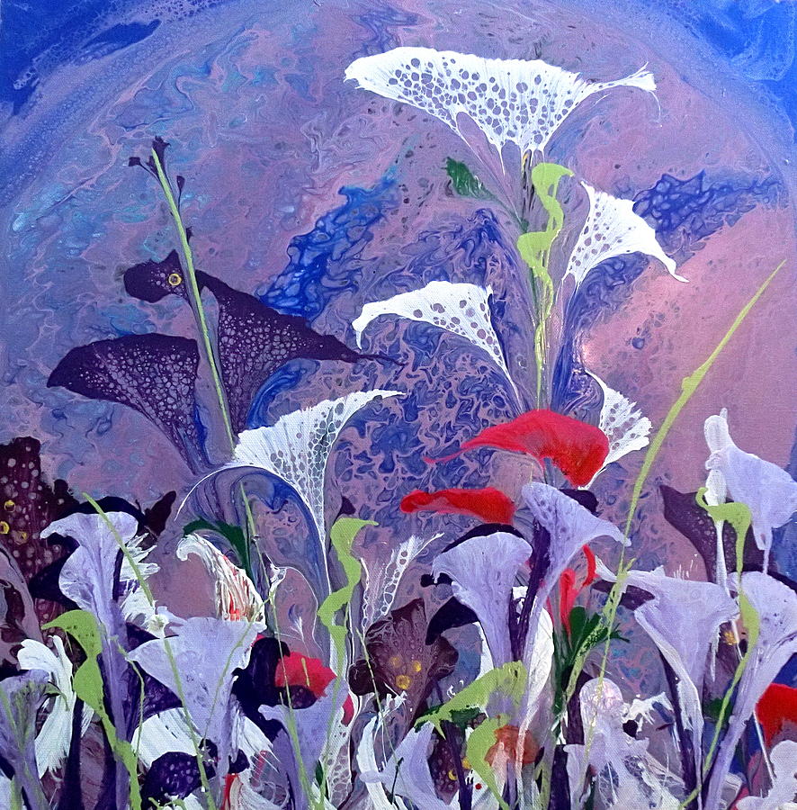 Moonflower Garden Painting by Cheryl Ehlers