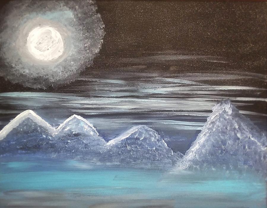 Moonlight and Mountains Painting by Vale Anoai