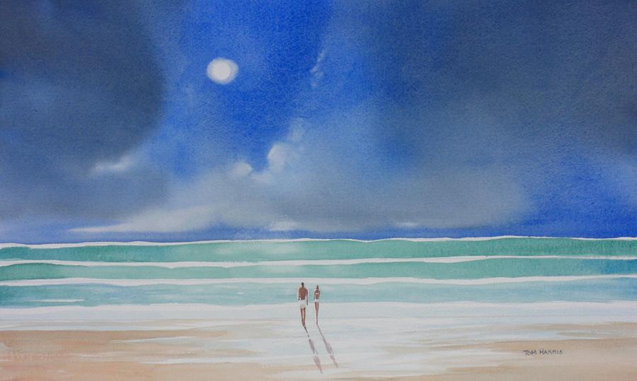 Beach Painting - Moonlight at the Beach II by Tom Harris