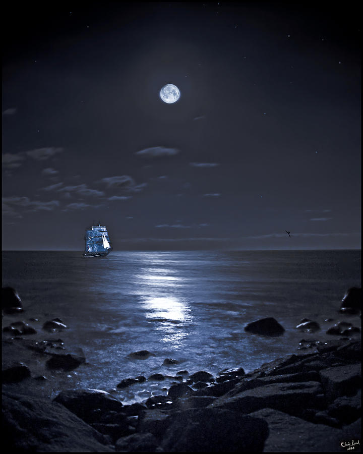 Tall Ship Photograph - Moonlight Bay by Chris Lord
