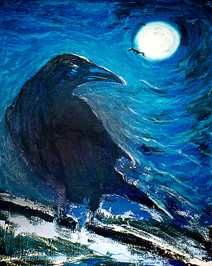 Moonlight Crow Painting by Katt Yanda