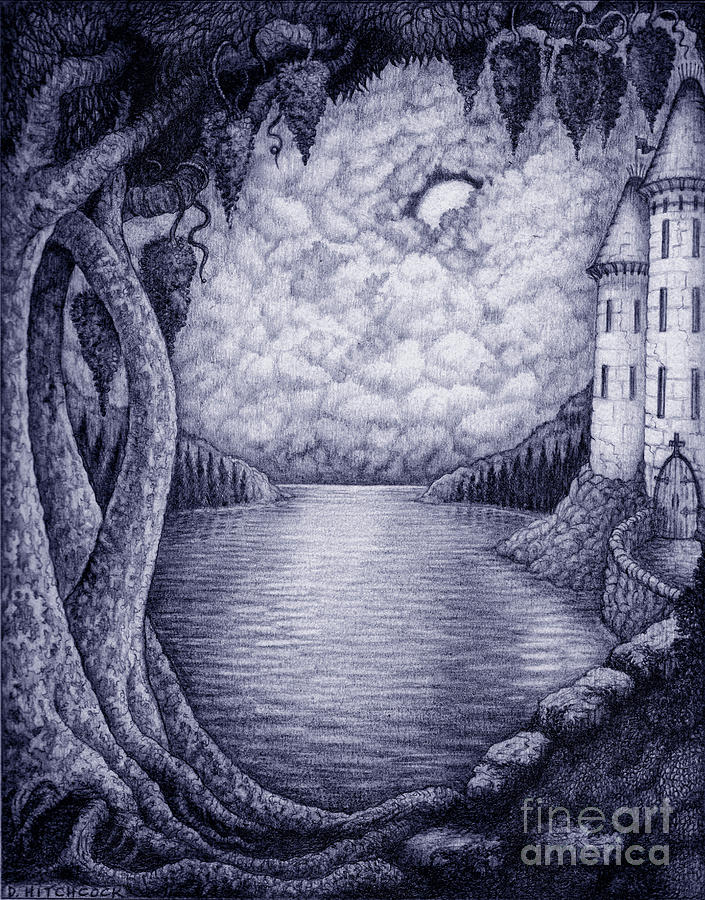 Moonlight Drawing by Debra Hitchcock