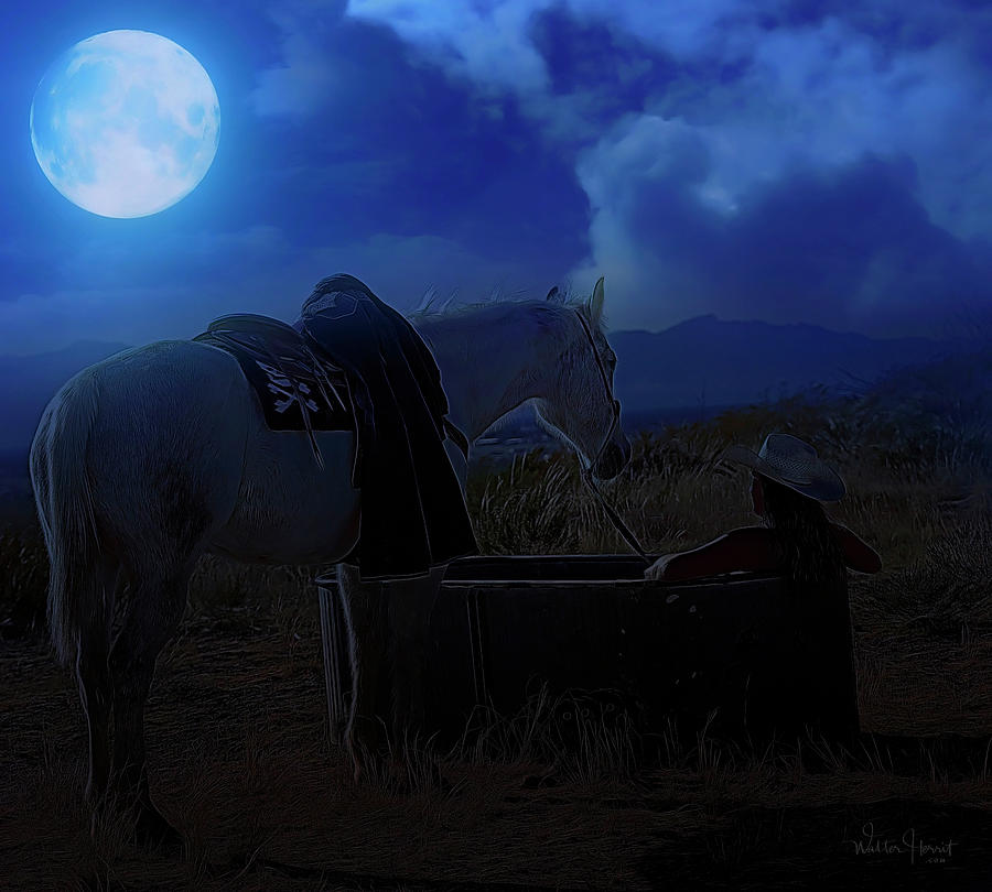 Moonlight Dreams_ 1 of 4 Painting by Walter Herrit