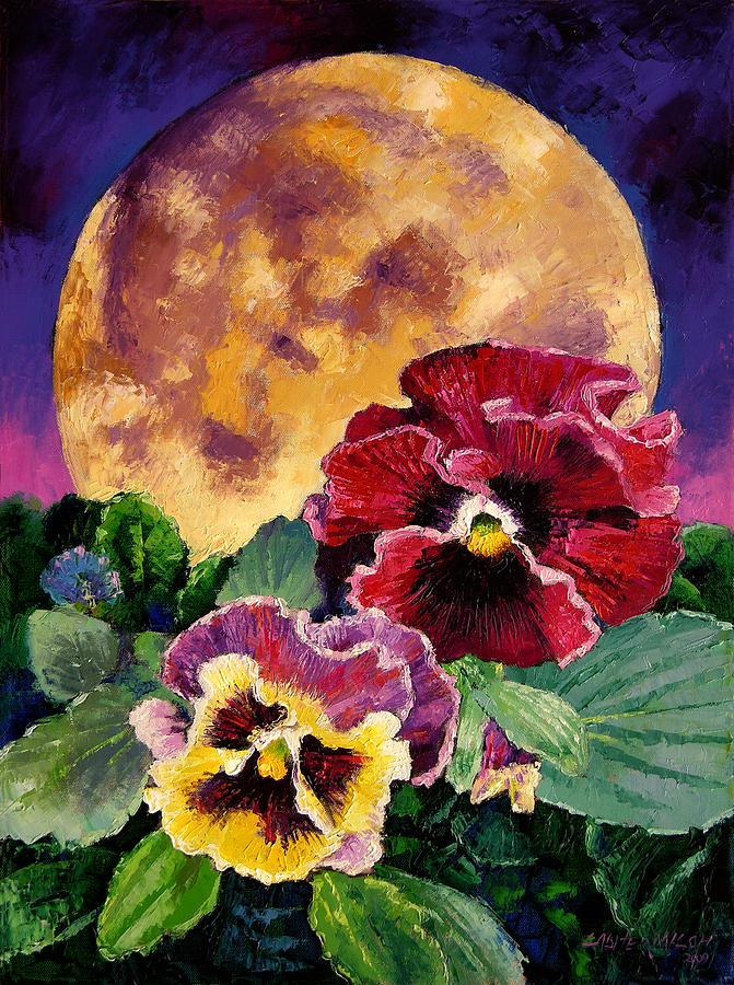 Pansy Painting - Moonlight Expressions by John Lautermilch