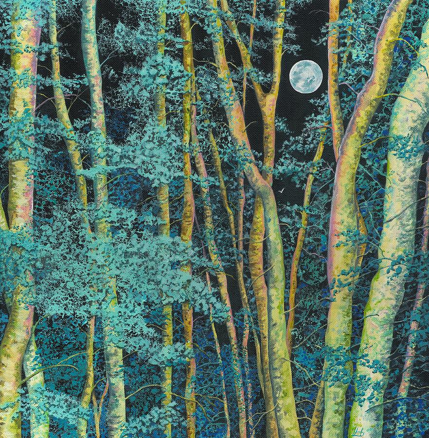 Moonlight Forest Painting By Lynne Henderson