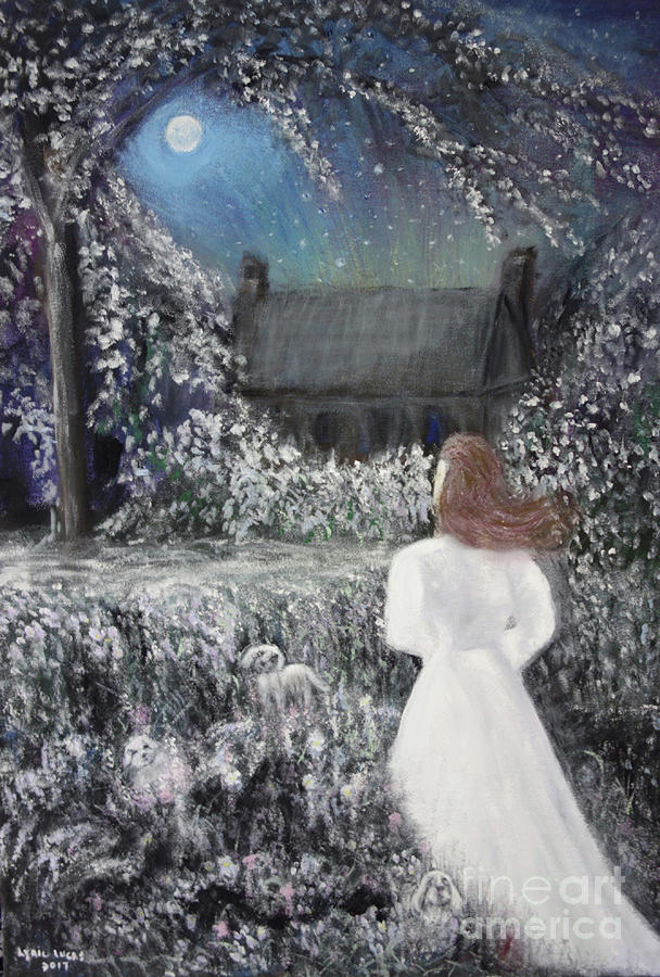 Fantasy Painting - Moonlight Garden by Lyric Lucas