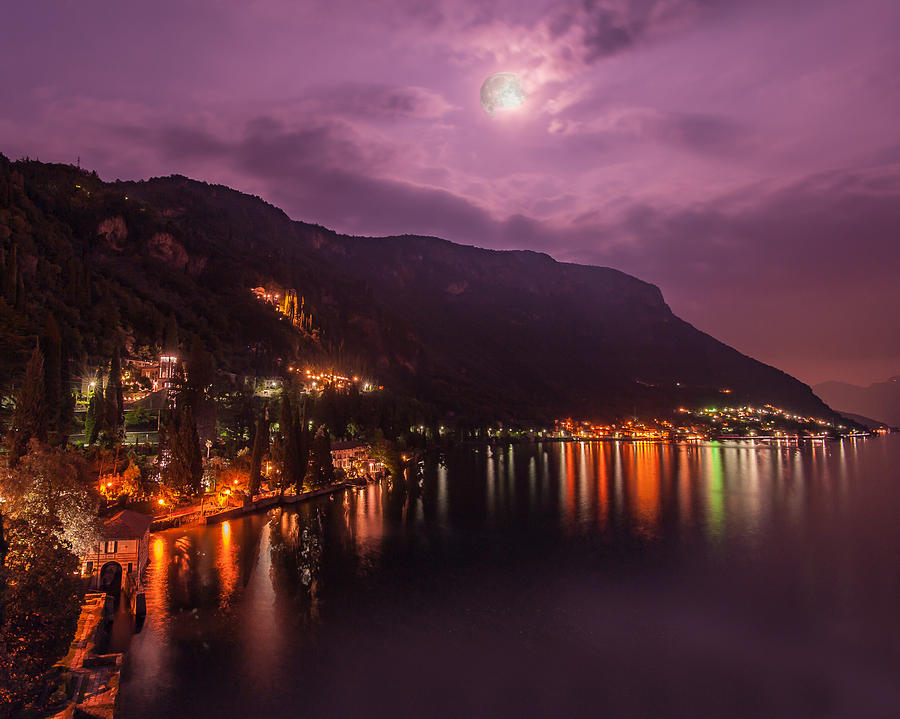 Moonlight in Varenna Italy Photograph by Brenda Jacobs