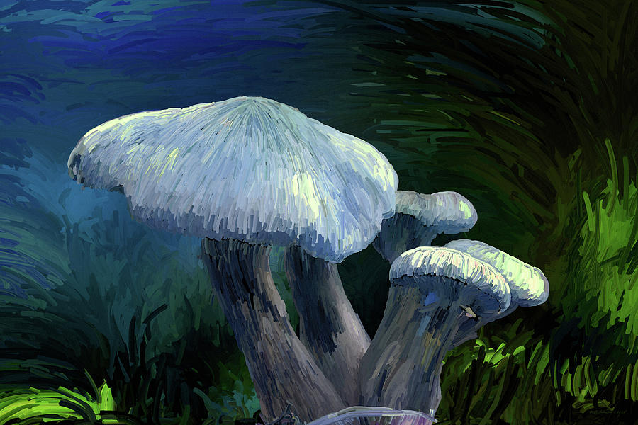 Moonlight Mushrooms Digital Art by WB Johnston