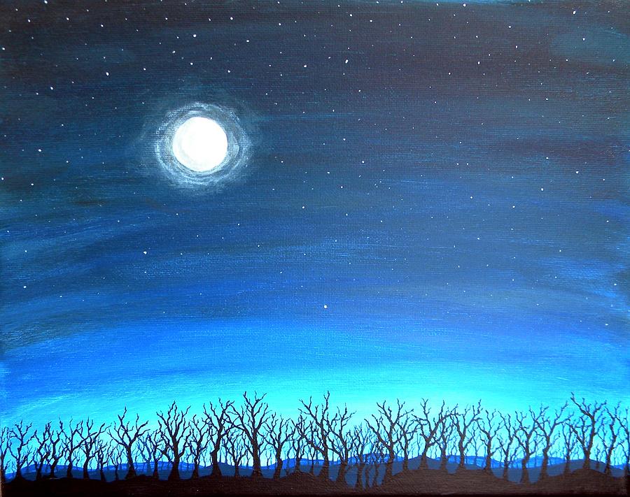 Nature Painting - Moonlight on a Forest by Sabrina Zbasnik