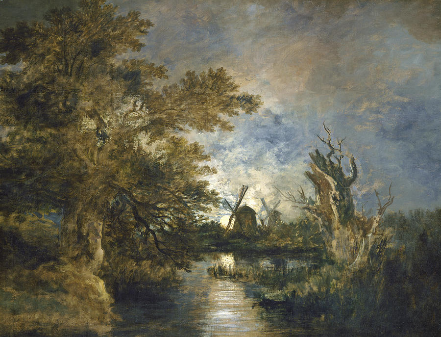 Moonlight On The Yare Painting by John Chrome