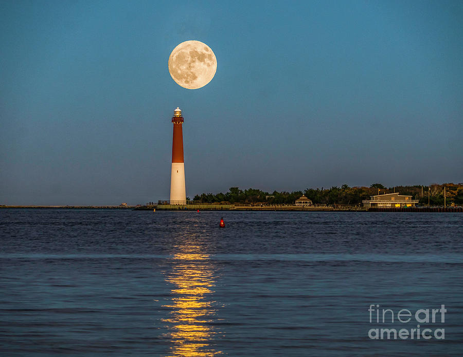 Moonlight over Barnegat Lighthouse Photograph by Nick Zelinsky Jr
